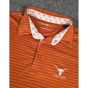 Texas Longhorns Golf Club Horn Legend Polo Shirt Mens M Burnt Orange Striped